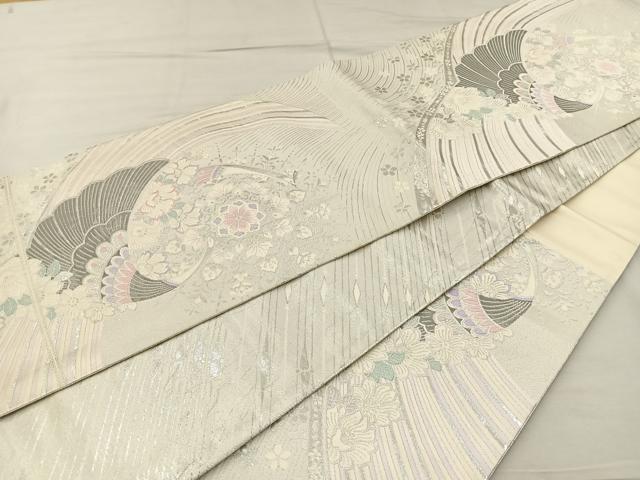 平和屋着物◎六通柄袋帯　唐織　虹彩花宴文　プラチナ二重箔　正絹　逸品　BAAR4881ct