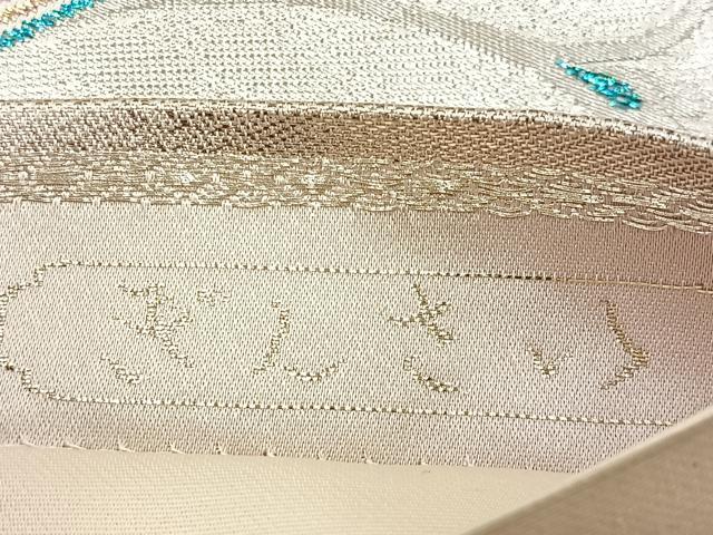 平和屋着物◎六通柄袋帯 孔雀文 銀糸 正絹 逸品 BAAR4882ct