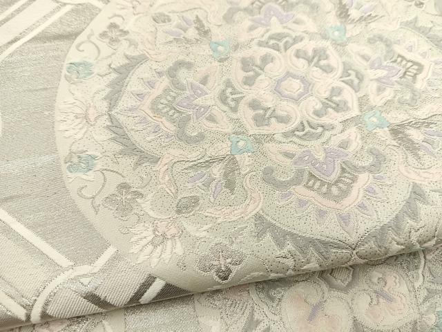 平和屋着物◎六通柄袋帯　唐織　蜀江更紗文　プラチナ箔　正絹　逸品　BAAR4886ct