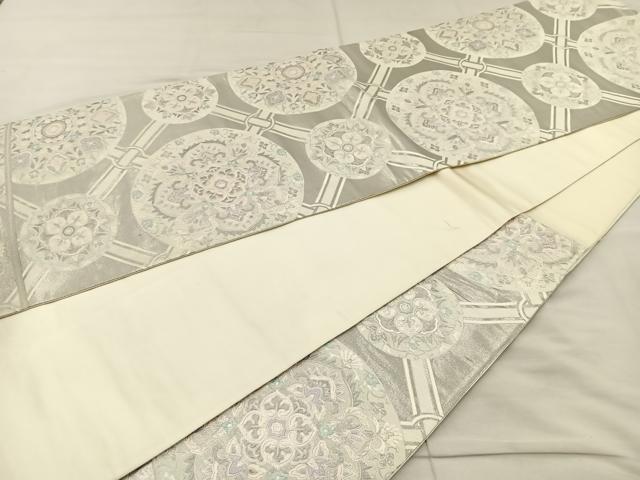 平和屋着物◎六通柄袋帯　唐織　蜀江更紗文　プラチナ箔　正絹　逸品　BAAR4886ct
