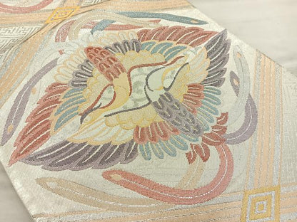 平和屋着物◎六通柄袋帯 向かい鳳凰文 金銀糸 正絹 逸品 BAAR4890ct