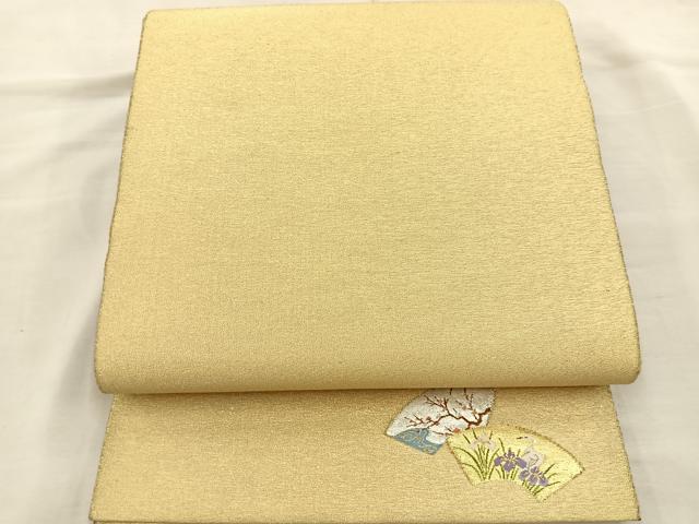 平和屋着物◎全通柄袋帯 綴れ 地紙花文 ワンポイント 金銀糸 正絹 逸品 BAAR4903ct