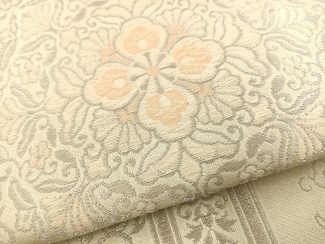 平和屋着物◎六通柄袋帯 唐織 亀甲花文 銀糸 正絹 逸品 BAAR4910ct