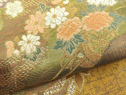 平和屋着物◎六通柄袋帯 唐織 道長花車文 金糸 正絹 逸品 BAAR4961ct
