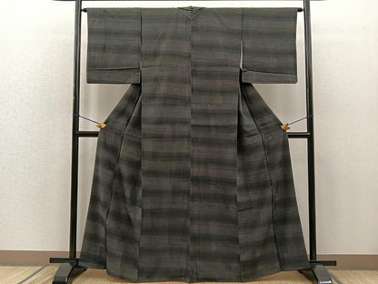 平和屋着物●上質な小紋　横段文　正絹　逸品　BAAR5977hz