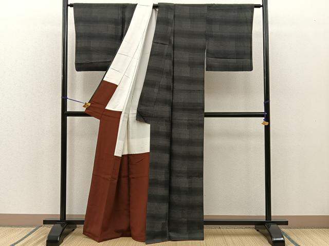 平和屋着物●上質な小紋　横段文　正絹　逸品　BAAR5977hz