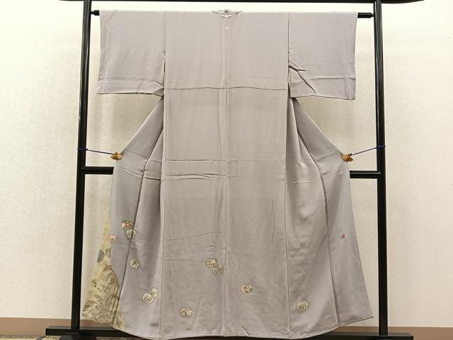 平和屋着物■松尾光琳 色留袖 駒刺繍 草葉文 銀彩 鬼しぼ縮緬 正絹 逸品 BAAR5999hz