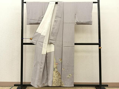 平和屋着物■松尾光琳 色留袖 駒刺繍 草葉文 銀彩 鬼しぼ縮緬 正絹 逸品 BAAR5999hz