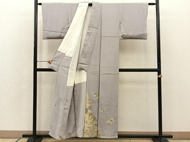 平和屋着物■松尾光琳 色留袖 駒刺繍 草葉文 銀彩 鬼しぼ縮緬 正絹 逸品 BAAR5999hz