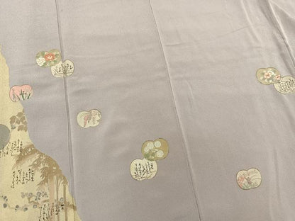 平和屋着物■松尾光琳 色留袖 駒刺繍 草葉文 銀彩 鬼しぼ縮緬 正絹 逸品 BAAR5999hz