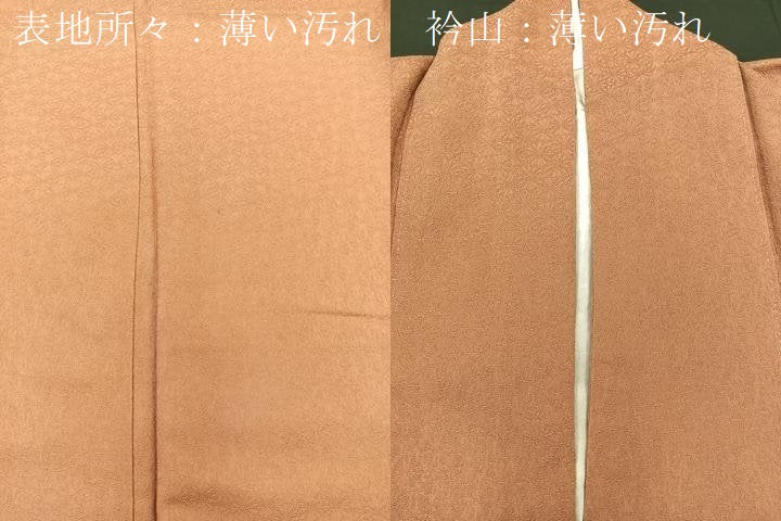平和屋着物□上質な色無地 菊尽くし地紋 櫨色 正絹 逸品 BAAR6188kg