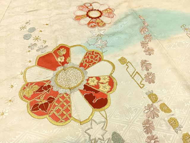 平和屋着物□豪華振袖 刺繍 舞花文 暈し染め 金銀糸 正絹 逸品