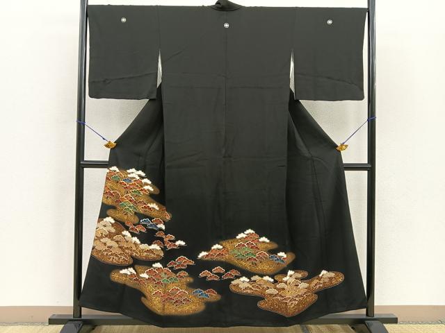 平和屋着物■豪華黒留袖 駒刺繍 松 金彩 正絹 逸品 BAAR6954me