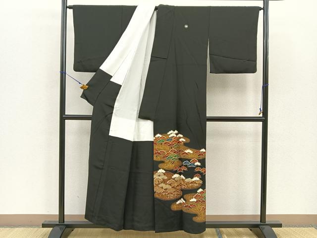 平和屋着物■豪華黒留袖 駒刺繍 松 金彩 正絹 逸品 BAAR6954me