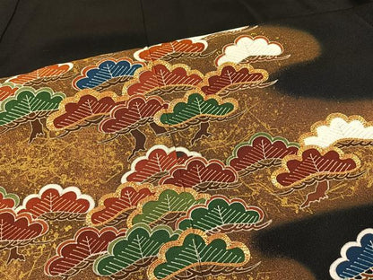 平和屋着物■豪華黒留袖 駒刺繍 松 金彩 正絹 逸品 BAAR6954me