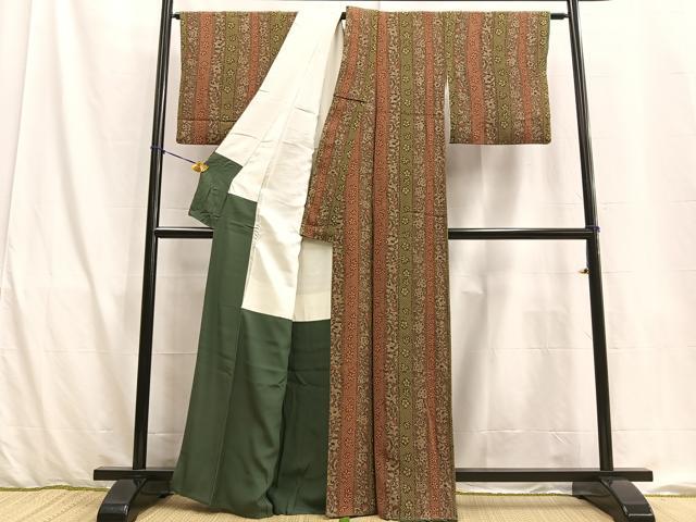 平和屋着物□上質な小紋 辻が花 鬼しぼ縮緬 正絹 逸品 BAAR7364fw