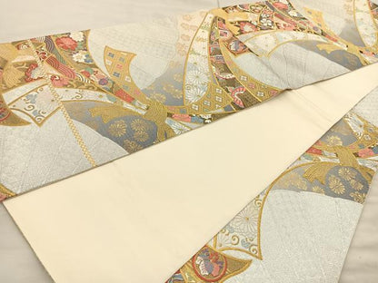 平和屋着物◎六通柄袋帯 唐織 束ね熨斗吉祥文 金銀糸 正絹 逸品 BAAR9693cm