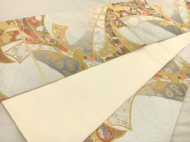 平和屋着物◎六通柄袋帯 唐織 束ね熨斗吉祥文 金銀糸 正絹 逸品 BAAR9693cm