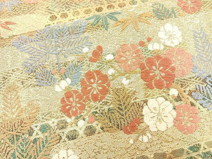 平和屋着物◎六通柄袋帯 唐織 松竹梅 金糸 正絹 逸品 BAAR9699cm