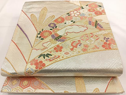 平和屋着物◎本佐賀錦　六通柄袋帯　唐織　吉祥若松文　金銀糸　正絹　逸品　BAAR9709cm