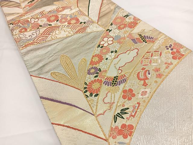 平和屋着物◎本佐賀錦　六通柄袋帯　唐織　吉祥若松文　金銀糸　正絹　逸品　BAAR9709cm