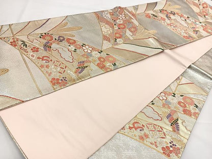 平和屋着物◎本佐賀錦　六通柄袋帯　唐織　吉祥若松文　金銀糸　正絹　逸品　BAAR9709cm