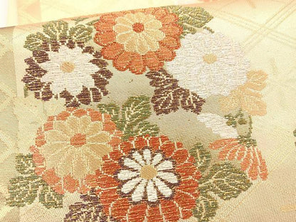 平和屋着物◎六通柄袋帯 花丸文 金銀糸 正絹 逸品 BAAR9711cm