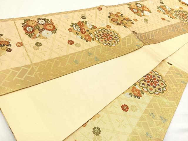 平和屋着物◎六通柄袋帯 花丸文 金銀糸 正絹 逸品 BAAR9711cm