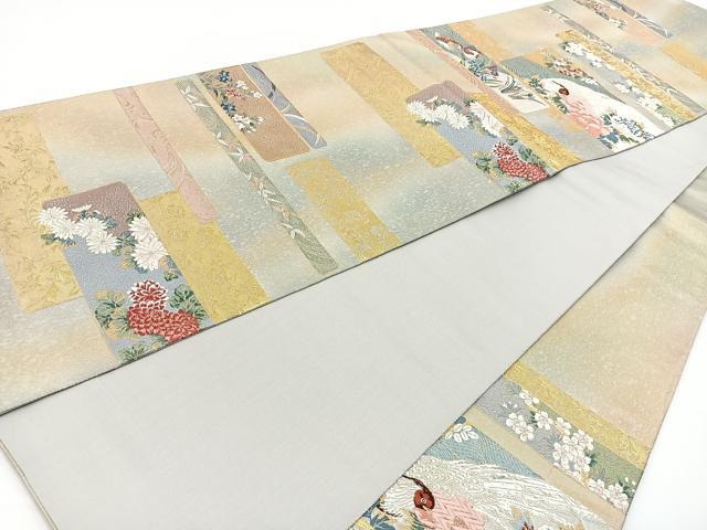 平和屋着物◎六通柄袋帯　唐織　吉祥草花文　金糸　正絹　逸品　BAAR9722cm