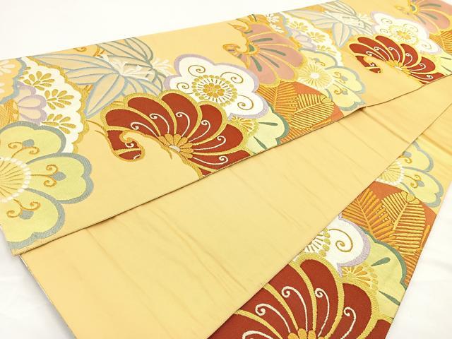 平和屋着物◎六通柄袋帯 唐織 松竹梅 金糸 正絹 逸品 BAAR9727cm