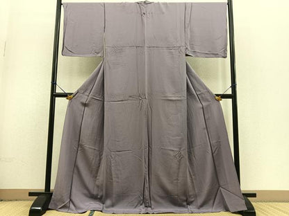 平和屋着物▽上質な色無地 単衣 鳩羽鼠色 正絹 逸品 BAAS0293yt