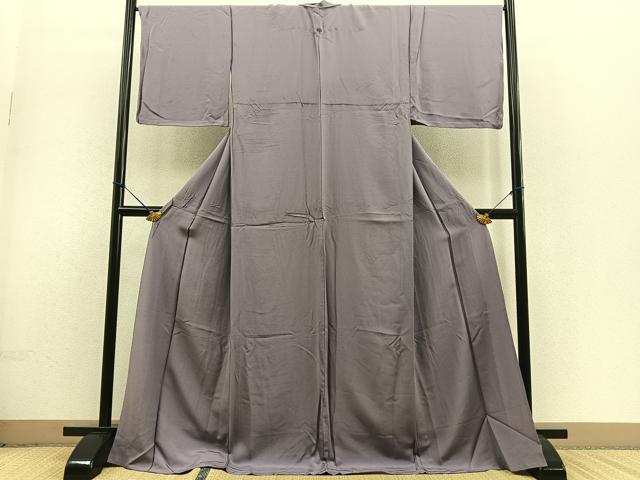 平和屋着物▽上質な色無地 単衣 鳩羽鼠色 正絹 逸品 BAAS0293yt