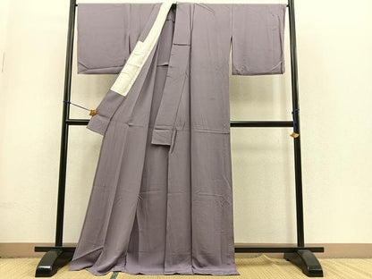 平和屋着物▽上質な色無地 単衣 鳩羽鼠色 正絹 逸品 BAAS0293yt