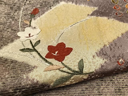 平和屋着物▽訪問着 単衣 絞り 刺繍 松皮菱花文 金糸 金彩 正絹 逸品 BAAS0384yt