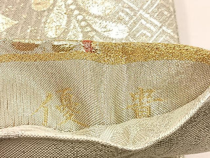 平和屋着物◎佐賀錦 六通柄袋帯 優貴 花蝶文 金銀糸 正絹 逸品 BAAS1091hj