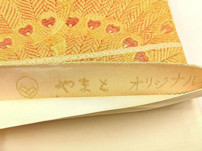 平和屋着物◎六通柄袋帯 孔雀 金糸 やまとオリジナル 正絹 逸品 BAAS1092hj
