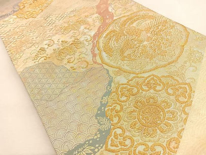 平和屋着物◎六通柄袋帯　手織　鳳凰花文　金銀糸　正絹　逸品　BAAS1096hj