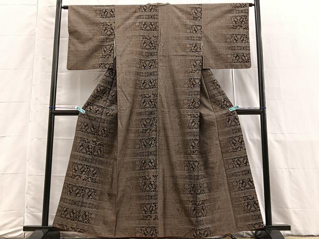 平和屋着物□本場大島紬 9マルキ 横段文 正絹 逸品 BAAS1270je