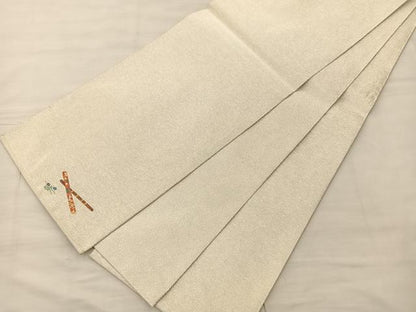平和屋着物◎全通柄袋帯 霞文 銀糸 正絹 逸品 BAAS1282je
