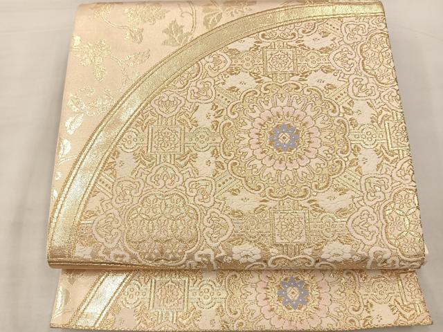 平和屋着物◎六通柄袋帯 唐織 正倉院花文 金糸 正絹 逸品 BAAS1290je