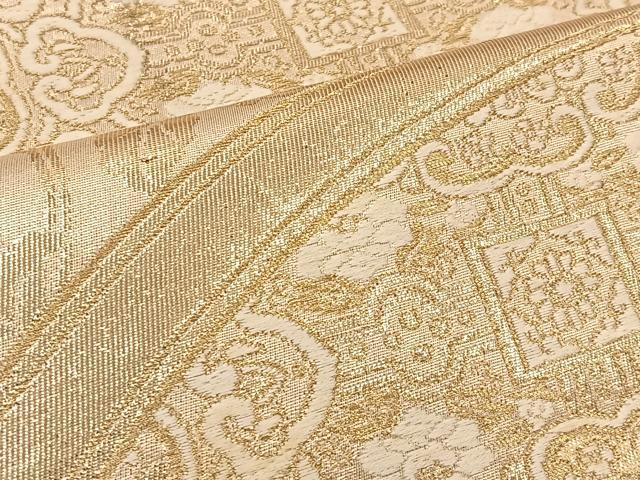 平和屋着物◎六通柄袋帯 唐織 正倉院花文 金糸 正絹 逸品 BAAS1290je