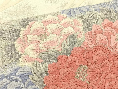 平和屋着物◎六通柄袋帯 唐織 花車文 銀糸 正絹 逸品 BAAS1294je
