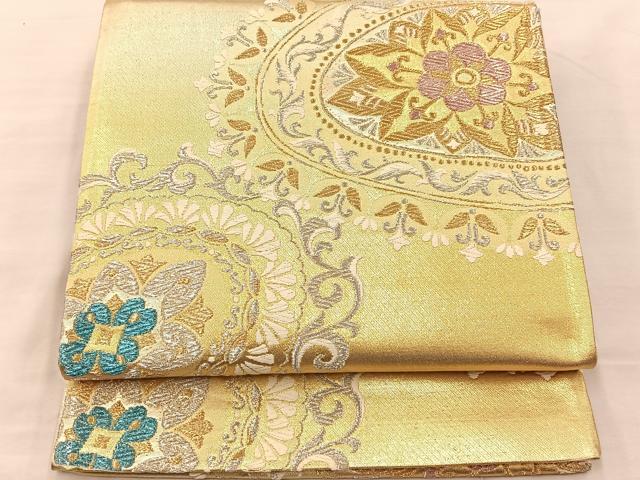 平和屋着物◎六通柄袋帯 唐織 草花文 金銀糸 三越扱い 正絹 逸品 BAAS1297je