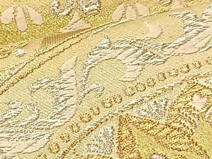 平和屋着物◎六通柄袋帯 唐織 草花文 金銀糸 三越扱い 正絹 逸品 BAAS1297je