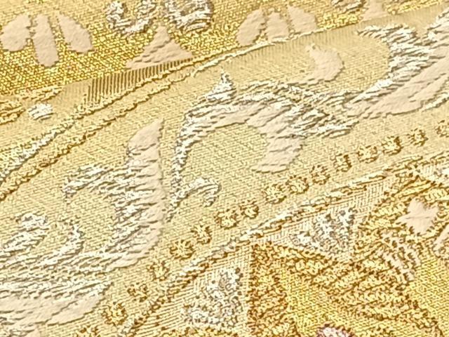 平和屋着物◎六通柄袋帯 唐織 草花文 金銀糸 三越扱い 正絹 逸品 BAAS1297je