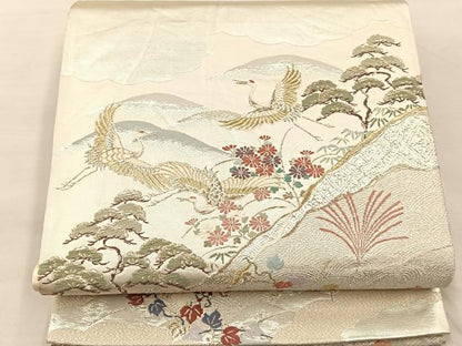 平和屋着物◎六通柄袋帯 唐織 飛鶴花文 金銀糸 正絹 逸品 BAAS1300je