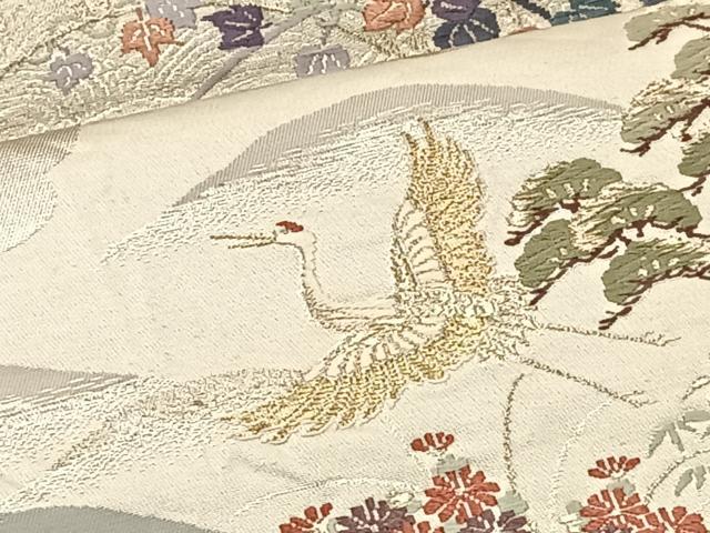 平和屋着物◎六通柄袋帯 唐織 飛鶴花文 金銀糸 正絹 逸品 BAAS1300je
