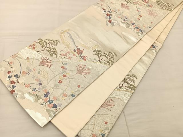 平和屋着物◎六通柄袋帯 唐織 飛鶴花文 金銀糸 正絹 逸品 BAAS1300je