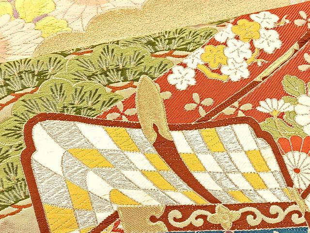 平和屋着物◎六通柄袋帯 唐織 花車瑞雲 金銀糸 正絹 逸品 BAAS1311je