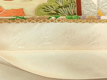 平和屋着物◎六通柄袋帯 唐織 花車瑞雲 金銀糸 正絹 逸品 BAAS1311je